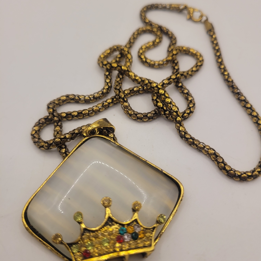 Gold Crown Pendant Necklace